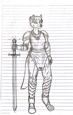 anthro armor armor_plates armored_boots clothed clothing female fur gauntlets gloves hair handwear holding_object holding_weapon knight longsword medieval medieval_clothing melee_weapon short_hair simple_background solo standing sword tail warrior weapon sky-rouge joan_of_arc canid canine canis fox mammal absurd_res hi_res monochrome sketch traditional_media_(artwork) unfinished