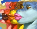 anthro blue_background blue_body blue_lips blue_lipstick blue_markings blue_scales brown_lips brown_lipstick eyelashes female group lips lipstick looking_away makeup markings orange_lips pink_body pink_eyes pink_lips pink_lipstick pink_scales red_body red_eyes red_scales scales side_view simple_background sky thick_lips yellow_body yellow_eyes yellow_lipstick yellow_scales dyna_soar dinosaur prehistoric_species reptile scalie saurian_(disambiguation) 2021 digital_media_(artwork) digital_painting_(artwork) headshot_portrait hi_res portrait signature