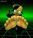 5_toes anthro black_body black_fur black_hair brown_body brown_fur feet female foot_focus fur gesture green_eyes hair hand_gesture humanoid_feet plantigrade pointing pointing_up sitting sitting_on_ground soles solo toes milkmeister3d archie_comics sega sonic_the_hedgehog_(archie) sonic_the_hedgehog_(comics) sonic_the_hedgehog_(series) nicole_the_lynx felid feline lynx mammal 2023 3d_(artwork) absurd_res digital_media_(artwork) hi_res