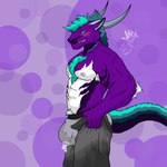 anthro blush bodily_fluids body_hair bottomwear bulge butt chest_hair chest_tuft clothed clothing cum cum_drip cum_inside dripping embarrassed fluffy fur genital_fluids green_body green_fur hair horn male musclegut muscular muscular_anthro muscular_male nipples pants pecs pubes pulling_up_pants purple_background purple_body purple_fur simple_background solo tail tight_bottomwear tight_clothing tight_pants tuft underwear white_body white_fur jinxed_arts mythology tight_pants_(meme) jinxed_arts_(jinx) dragon mythological_creature mythological_scalie scalie 1:1 absurd_res digital_media_(artwork) hi_res meme