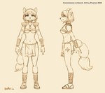 accessory anthro armor bandeau bottomwear bracers breasts circlet clothing eyebrows female footwear furgonomics hair hair_accessory hairband inner_ear_fluff jewelry loincloth navel necklace sandals shoes short_hair shoulder_pads solo tail tail_accessory tailband topwear tuft powree nintendo star_fox krystal_(star_fox) canid canine fox mammal 2022 hi_res sketch