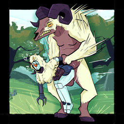 1_eye anthro butt carrying_another carrying_partner clothed clothed_sex clothing duo female from_behind_position fur holding_partner hood interspecies larger_male machine male male/female partially_clothed penetration sex size_difference standing standing_sex teratophilia white_body white_fur wool_(fur) tokodama fallout microsoft imposter_sheepsquatch assaultron_(fallout) bovid caprine humanoid mammal monster robot sheep sheepsquatch sheepsquatch_(fallout) 1:1 hi_res