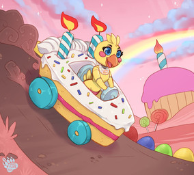 anthro beak bib blue_eyes cake candle candy car chibi clothing cupcake dessert eyeshadow feathers female fire food inside_car inside_vehicle lollipop machine makeup panties pink_cheeks rainbow riding semi-anthro solo tail tail_feathers underwear vehicle pixelflare five_nights_at_freddy's five_nights_at_freddy's_2 scottgames toy_chica_(fnaf) animatronic avian bird chicken galliform phasianid robot 2020 colorful_theme hi_res