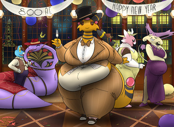 alternate_species anthro belly big_belly breasts building clothing dress female furrification gloves handwear hat headgear headwear night non-mammal_breasts obese obese_anthro obese_female overweight overweight_anthro overweight_female pokemorph purple_body red_eyes skyscraper solo text thatoneaceguy nintendo pokemon ampharos arbok delcatty eeveelution froakie generation_1_pokemon generation_2_pokemon generation_3_pokemon generation_6_pokemon generation_7_pokemon pokemon_(species) stufful umbreon 2025