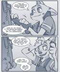 anthro arctic_fox canid canine clothed clothing comic dialogue disney electronics english_text female fox mammal open_mouth overalls phone rockbottomfeeder skye_(zootopia) solo speech_bubble teeth text tools true_fox worker wrench zootopia
