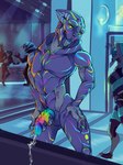 animal_genitalia bodily_fluids cum erection exhibitionism genital_fluids genital_slit genitals looking_at_viewer male masturbation nightclub open_mouth open_smile penis public public_nudity smile solo standing super_gay kurochi bioware electronic_arts mass_effect alien turian hi_res