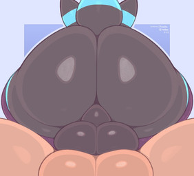 anthro anthro_on_anthro backsack balls balls_touching big_butt black_body black_fur brown_body brown_fur butt butt_focus clothing duo fur genitals huge_butt legwear male male/male nude thigh_highs frumples nintendo patreon pokemon cinderace eeveelution generation_2_pokemon generation_8_pokemon pokemon_(species) shiny_pokemon umbreon 2022 digital_media_(artwork)