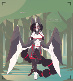 animal_genitalia animal_penis anthro areola balls blush breasts clothing genitals growing herm horn intersex lingerie looking_at_viewer nipples nude offscreen_character penis simple_background solo tail text torn_clothing wings chapaevv hasbro my_little_pony mythology fan_character vyktoriathegrey equid equine horse mammal mythological_creature mythological_equine pony unicorn winged_unicorn absurd_res digital_media_(artwork) english_text hi_res