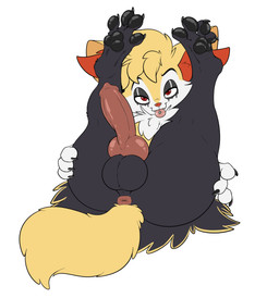 animal_genitalia animal_penis anthro anus balls big_butt butt canine_genitalia canine_penis claws erection feet genitals hindpaw knot knotted_penis makeup male mascara pawpads paws penis piercing running_makeup running_mascara solo tongue tongue_piercing conditional_dnp psy101 nintendo pokemon braixen canid canine generation_6_pokemon mammal pokemon_(species) absurd_res hi_res