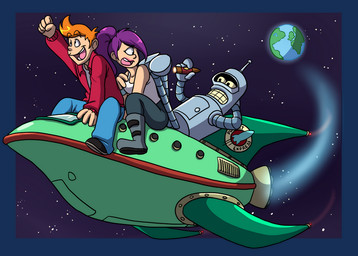 earth_(planet) female group hair lipstick machine makeup male orange_hair planet_express_ship purple_hair science_fiction space trio forte-girl7 20th_century_fox comedy_central futurama bender_bending_rodríguez philip_j._fry turanga_leela cyclops human mammal robot alpha_channel