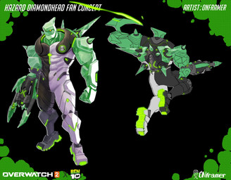 black_bodysuit black_clothing black_skinsuit bodysuit clothing crystal glowing_soles green_body gun gun_arm instagram_logo male multicolored_bodysuit multicolored_clothing multicolored_skinsuit muscular muscular_humanoid muscular_male omnitrix prosthetic prosthetic_arm prosthetic_limb ranged_weapon skinsuit solo text tight_clothing two_tone_bodysuit two_tone_clothing two_tone_skinsuit weapon weapon_arm white_bodysuit white_clothing white_skinsuit yellow_eyes onframer ben_10 blizzard_entertainment cartoon_network overwatch diamondhead hazard_(overwatch) alien crystal_creature elemental_creature humanoid mineral_fauna petrosapien absurd_res english_text hi_res