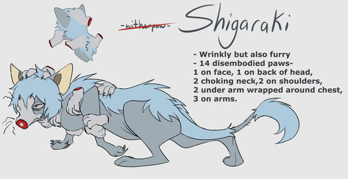 ambiguous_gender blue_body blue_fur claws feral feralized fur grey_background grey_body grey_fur grey_skin partially_hairless paws quadruped severed_body_part severed_paws simple_background solo text white_background segamastergirl my_hero_academia warriors_(book_series) tomura_shigaraki domestic_cat felid feline felis mammal crossover english_description english_text