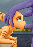 anthro bodily_fluids claws duo fellatio genital_fluids genitals holding_head irrumatio lying male male/male on_front oral penile penis sex side_view standing universalfuret ratchet_and_clank sony_corporation sony_interactive_entertainment lombax mammal scalie hi_res