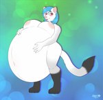 air_inflation anthro blue_hair claws female hair inflation inverted_nipples navel nipples outie_navel solo swollen tongue tongue_out ryukawa alexis_(xausr32) domestic_ferret mammal mustelid musteline true_musteline weasel 2019 hi_res trans_(lore) trans_woman_(lore)