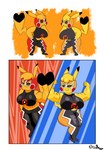 abs anthro biceps big_breasts bra breasts clothing cosplay_pikachu_(costume) duo female flexing huge_breasts midriff sports_bra thick_thighs underwear ori-doggo nintendo pokemon cosplay_pikachu_(character) kanna_(joaoppereiraus) pikachu_libre volta_(ori-doggo) generation_1_pokemon pikachu pokemon_(species) hi_res