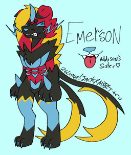 ambiguous_gender angry anthro eyelashes heart_symbol paws solo standing tongue tongue_out jackrabbit_(artist) fakemon nintendo pokemon pokemon_legends_z-a emerson_(jackrabbit) generation_7_pokemon generation_9_pokemon hybrid legendary_pokemon lycanroc mega_evolution mega_zeraora midnight_lycanroc pokemon_(species) 2025 digital_media_(artwork) hi_res ibispaint_(artwork) signature