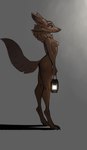 4_ears anthro areola biped blue_eyes breasts brown_body brown_fur claws digitigrade female fur grey_background holding_lantern lamp lantern monotone_body monotone_fur multi_ear nipples nude_anthro nude_female paws pink_areola pink_nipples simple_background solo standing toe_claws discreet_user mylar_(discreet_user) canid canine fox fyre_fox mammal 2024 absurd_res digital_media_(artwork) full-length_portrait hi_res portrait