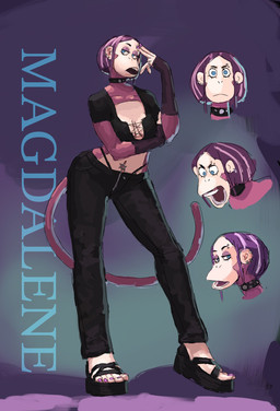 5_fingers 5_toes anthro armwear blue_eyes bob_cut bottomwear breasts choker cleavage clothed clothing colored_nails crop_top digit_ring ear_piercing ear_ring elbow_gloves expressions eyebrow_piercing facial_piercing feet female finger_ring fingerless_gloves fingers footwear fur gloves hair handwear jewelry looking_at_viewer medium_breasts nails navel navel_piercing necklace open_mouth pants piercing platform_footwear platform_sandals purple_body purple_fur purple_hair purple_nails ring_piercing sandals shirt shoes short_hair solo standing tail thong thong_straps toes topwear underwear redustheriotact magdalene_(redustheriotact) haplorhine mammal monkey primate 2025 expression_sheet hi_res