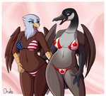 amber_eyes american_flag_bikini anthro beak big_breasts bikini bikini_pull bikini_thong black_beak black_body black_feathers breasts canada canadian_flag canadian_flag_bikini clothed clothing clothing_pull duo eyelashes feathered_wings feathers female flag flag_bikini flag_clothing flag_print flag_swimwear half-closed_eyes maple_leaf multicolored_body multicolored_feathers narrowed_eyes non-mammal_breasts open_beak open_mouth open_smile orange_eyes print_bikini print_clothing print_swimwear simple_background skimpy smile string_bikini swimwear swimwear_pull tail tail_feathers teasing text tongue two-piece_swimsuit united_states_of_america white_body white_feathers wide_hips wings yellow_beak yellow_eyes conditional_dnp drako1997 healthcare_eagle sam_(nedhorseman) accipitrid accipitriform anatid anseriform anserinae avian bald_eagle bird canada_goose eagle goose sea_eagle 2019 absurd_res digital_media_(artwork) hi_res signature