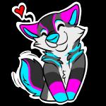 ambiguous_gender black_body black_fur blue_markings blue_nose bright fluffy fur grey_body grey_fur markings paws purple_body purple_fur solo sticker crossybear yozora canid canine canis mammal wolf 1:1 alpha_channel