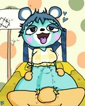 abdominal_bulge ahegao anthro clothed clothed_sex clothing duo female female_on_top fucked_silly heart_eyes heart_symbol looking_pleasured male male/female on_bottom on_top penetration reverse_cowgirl_position sex tongue tongue_out vaginal vaginal_penetration klutzatdusk animal_crossing nintendo bluebear_(animal_crossing) villager_(animal_crossing) bear human mammal