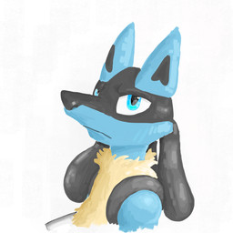 anthro blue_body blue_eyes looking_up male serious serious_face solo junaraar nintendo pokemon canid generation_4_pokemon lucario mammal pokemon_(species) 1:1 hi_res painting_(artwork)