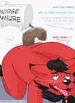 ahegao dialogue feces feces_tube inflation looking_pleasured manure offscreen_character overweight repacking scatplay simple_background slightly_chubby smelly solo speech_bubble text tube verbal bukifox buki canid canine fox mammal red_fox true_fox absurd_res english_text hi_res trans_(lore) trans_man_(lore)