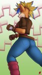 anthro belt bottomwear clothing denim denim_bottomwear denim_clothing female jacket jeans looking_at_viewer pants pose solo topwear harkrun activision crash_bandicoot_(series) pirate_tawna bandicoot mammal marsupial 9:16 hi_res pinup