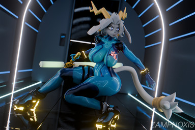 anthro antlers bloom breasts butt clothing crouching dream_breaker_(pseudoregalia) female footwear hallway high_heels horn long_ears looking_aside melee_weapon pose reflection reflective_clothing reflective_floor shoes solo tail weapon zero_suit zampnoxis warfaremachine_(modeler) metroid nintendo pseudoregalia sybil_(pseudoregalia) warfare_sybil bovid caprine goat jackalope lagomorph leporid mammal rabbit 3d_(artwork) blender_(artwork) blender_cycles_(artwork) digital_media_(artwork) hi_res