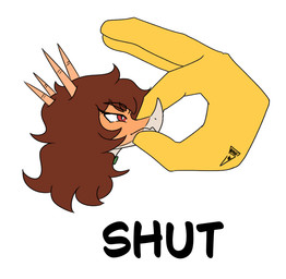 anthro brown_hair eyelashes facial_horn female hair head_spikes horn long_hair multicolored_body multicolored_scales nose_horn orange_body orange_scales red_eyes scales simple_background snout snout_grab solo spikes spikes_(anatomy) tan_body tan_scales text white_background jacket_ignites third-party_edit cavemanon_studios goodbye_volcano_high ko_op_(game_developer) shut_(meme) snoot_game rosa_(gvh) aquilops ceratopsian dinosaur marginocephalian ornithischian prehistoric_species reptile scalie 2024 color_edit colored digital_drawing_(artwork) digital_media_(artwork) english_text headshot_portrait meme portrait