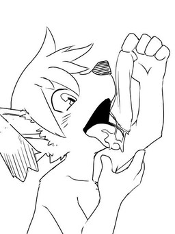 5_fingers anthro blush bodily_fluids clothed clothing condom cum cum_in_mouth cum_inside cum_on_tongue drinking drinking_cum fingers genital_fluids hair happy holding_condom holding_object male open_mouth sexual_barrier_device solo tongue topless topless_male young young_anthro young_male manmosu_marimo cyberconnect2 little_tail_bronx mamoru-kun_(series) mamoru-kun canid canine caninu canis domestic_dog mammal 2013 3:4 greyscale monochrome