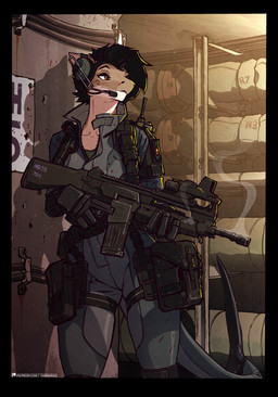 anthro biped blood blood_on_wall blood_splatter bodily_fluids bodysuit buckle bullet_hole cable clothed clothing crossgender detailed_background electronics female fin fingers flashlight furgonomics gloves gun hair handwear harness headgear headphones headset holding_gun holding_object holding_ranged_weapon holding_weapon pipe pouches radio ranged_weapon red_dot_sight rust skinsuit smoking_gun solo standing straps swimwear tail tail_fin text thigh_pouch tight_clothing trigger_discipline unzipped weapon wetsuit zipper darbaras discardingsabot sabine_straiter sabot_sauer aquatic fish requiem_shark scalie shark tiger_shark absurd_res colored digital_media_(artwork) hi_res shaded