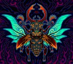 2021 arthropod beetle blue_outline colorful_theme digital_media_(artwork) feral full-length_portrait hi_res insect insect_wings markings multi_leg multi_limb outline portrait psychedelic rollwulf solo stag_beetle symmetry wings