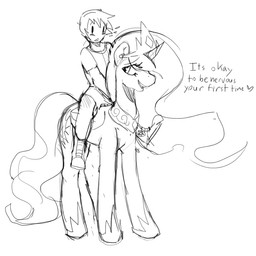 crown duo female feral headgear horn princess quadruped riding royalty straddling tail text wings mewball friendship_is_magic hasbro my_little_pony mythology princess_celestia_(mlp) equid equine horse human mammal mythological_creature mythological_equine pony winged_unicorn 1:1 english_text monochrome