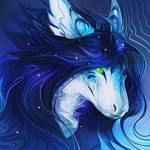 ambiguous_gender blue_body blue_fur blue_hair feral fur green_eyes hair smile solo safiru mythology dragon furred_dragon furred_scalie mythological_creature mythological_scalie scalie 1:1 2022 digital_media_(artwork) headshot_portrait hi_res portrait