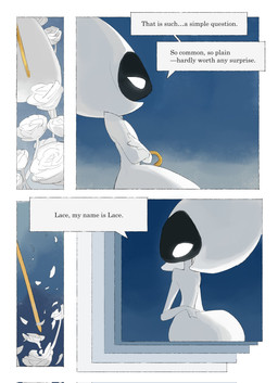 biped black_body detailed_background dialogue empty_eyes female female_humanoid flower mouthless not_furry plant rose_(flower) sitting solo speech_bubble talking_to_another text white_body white_eyes white_rose darkdog hollow_knight:_silksong hollow_knight_(franchise) team_cherry lace_(hollow_knight:_silksong) humanoid 2025 comic digital_drawing_(artwork) digital_media_(artwork) english_text hi_res