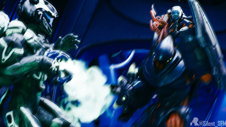 4_eyes action_scene ambiguous_gender armor faceless_character faceless_human female female_human fuel_rod_cannon glowing glowing_eyes green_eyes group motion_blur multi_eye plasma_pistol shield size_difference tentacles trio silent_sfm halo_(series) microsoft xbox_game_studios alien colonial_organism human lekgolo mammal mgalekgolo spartan_(halo) 16:9 3d_(artwork) 4k absurd_res colored digital_media_(artwork) hi_res widescreen