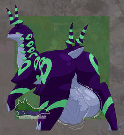 anthro balls big_balls big_butt blush butt cock_vore duo endosoma feral genitals huge_balls male male/male multicolored_body onomatopoeia penile penis raised_leg rear_view safe_vore simple_background smile soft_vore sound_effects tail text vore arceus_tummy nintendo pokemon generation_5_pokemon lagomorph leporid mammal pokemon_(species) rabbit scolipede absurd_res english_text hi_res