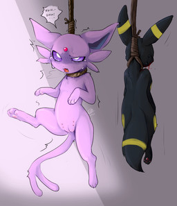 ambiguous_gender asphyxiation blood blood_from_mouth blood_in_mouth bodily_fluids crying cyanosis death duo female feral genitals hanged imminent_death multi_nipple nipples noose paws raised_paw rope snuff tears text vulva gorebunny nintendo pokemon eeveelution espeon generation_2_pokemon pokemon_(species) umbreon 2025 english_text hi_res