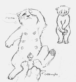 6_nipples animal_genitalia animal_penis anthro anus balls black_nose blush blush_lines covering covering_crotch covering_face dialogue digitigrade duo embarrassed embarrassed_expression embarrassed_naked_male feline_genitalia feline_penis female forced forced_exposure genitals looking_away male male/female micropenis multi_nipple nipples one_eye_obstructed pawpads paws penile_spines penis questionable_consent size_difference small_penis smaller_male solo speech_bubble spread_legs spreading tail tail_between_legs tail_grab text young young_anthro young_male coyfang10 domestic_cat felid feline felis mammal absurd_res english_text graphite_(artwork) hi_res monochrome traditional_media_(artwork) incest_(lore) mother_(lore) mother_and_child_(lore) mother_and_son_(lore) parent_(lore) parent_and_child_(lore) parent_and_son_(lore) son_(lore)