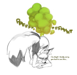 all_fours anthro ass_up big_breasts big_butt big_tail breasts butt dialogue embarrassed eyebrows eyes_closed fart fart_cloud fart_fetish female female_anthro female_farting fluffy fluffy_tail fur green_fart_cloud green_text inner_ear_fluff looking_at_viewer nude nude_anthro nude_female onomatopoeia pupils snout solo sound_effects tail talking_to_viewer text tuft lichee pepper_(lichee) canid canine fox hybrid mammal mephitid skunk 2023 english_text hi_res restricted_palette
