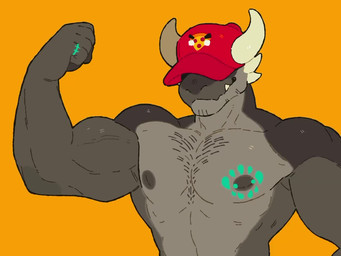 6_horns anthro barazoku bared_teeth big_muscles biped bite_mark_on_nipple body_hair cheek_horn chest_hair clothing flexing flexing_bicep green_tongue grey_body grey_scales hat hat_covering_eyes hat_only headgear headgear_only headwear headwear_only horn male mostly_nude multi_horn muscular muscular_anthro muscular_male red_clothing red_hat red_headwear scales solo tongue tongue_out white_horn mawarisaka3 european_mythology mythology dragon mythological_creature mythological_scalie scalie western_dragon 2025 4:3 animated no_sound short_playtime webm