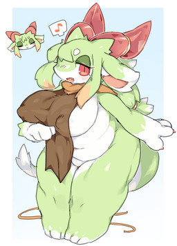 anthro areola areola_slip big_breasts biped blush bodily_fluids breasts clothing cum dipstick_ears ear_markings fangs female fur genital_fluids genitals green_body green_fur hair horn long_hair mostly_nude mostly_nude_anthro mostly_nude_female multicolored_body multicolored_ears multicolored_fur navel nipple_outline open_mouth ponytail pussy_peek red_eyes simple_background slightly_chubby slightly_chubby_anthro slightly_chubby_female solo tabard tail teeth two_tone_body two_tone_fur vulva white_background white_body white_fur wide_hips ookm bovid caprine goat mammal 2026 digital_drawing_(artwork) digital_media_(artwork)