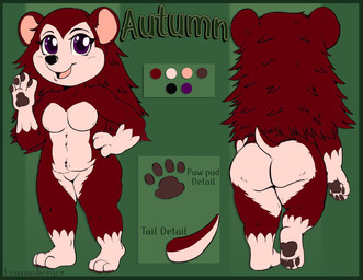 anthro border breasts color_swatch featureless_breasts female front_view green_border pawpads rear_view short_tail solo tail leanonberger animal_crossing nintendo autumn_able fan_character eulipotyphlan hedgehog mammal absurd_res hi_res model_sheet