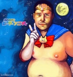 belly black_hair bloated brooch circlet cosplay detailed_background gesture green_eyes hair hand_gesture human_only humor jewelry light_body light_skin looking_at_viewer male medallion moon mostly_nude navel necklace nightmare_fuel nipples not_furry not_furry_focus one_eye_closed overweight overweight_human overweight_male parody ribbons short_hair sky smile solo sonichu_medallion star text v_sign what where_is_your_god_now wink neodalion nintendo pokemon sailor_moon_(series) sega sonic_the_hedgehog_(series) sonichu_(series) chris_chan sailor_moon_(character) sonichu_(character) usagi_tsukino eulipotyphlan generation_1_pokemon hedgehog human mammal pikachu pokemon_(species) 2010 grandfathered_content japanese_text translated