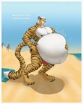 after_vore anthro anthro_pred beach belly big_belly diamond_(marking) digestion eyewear fur glasses male markings musclegut muscular muscular_anthro muscular_male nipples solo text vore yellow_body yellow_fur masterokami asyr felid mammal pantherine tiger comic hi_res