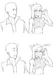 anthro bald beverage_can biped bodily_fluids bone_frill breasts canon_couple choker clothed clothed_anthro clothed_female clothed_human clothed_male clothing crop_top crushed_can duo elbow_feathers female fingers frill_(anatomy) frown hair head_turned holding_object human_on_anthro humanoid_hands interspecies jacket jewelry long_hair looking_at_another male male/female markings medium_breasts midriff navel necklace non-mammal_breasts onomatopoeia open_clothing open_jacket open_topwear scales shirt simple_background smile smug sound_effects striped_markings stripes surprised sweat sweatdrop text topwear white_background alexnikky cavemanon_studios goodbye_volcano_high snoot_game anon_(snoot_game) fang_(gvh) human mammal prehistoric_species pterodactylus pterosaur reptile scalie absurd_res hi_res sequence shaded sketch