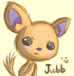 >:3 ambiguous_gender anthro black_eyes black_nose blush blush_stickers fur hands_together orange_body orange_fur solo jubb jubb_(character) mammal 2018 signature