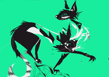 ambiguous_gender black_body black_fur black_tail cheek_tuft facial_tuft feral fur simple_background solo tail teal_background tuft white_tail naircat domestic_cat felid feline felis mammal 2017 digital_drawing_(artwork) digital_media_(artwork) microsoft_paint_(artwork)