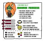 blue_eyes chibi choker clothed clothing collar d12 d20 d6 d8 dice feathers green_body green_skin hair jewelry loofah male necklace princess royalty smile solo tail text jessijinx mythology towergirls dragon kuvrahk mythological_creature mythological_scalie scalie english_text